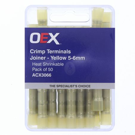 CRIMP TERMINAL JOINER YELLOW SIZE 5-6MM HEAT SHRINKABLE 50 PCE ACX3066