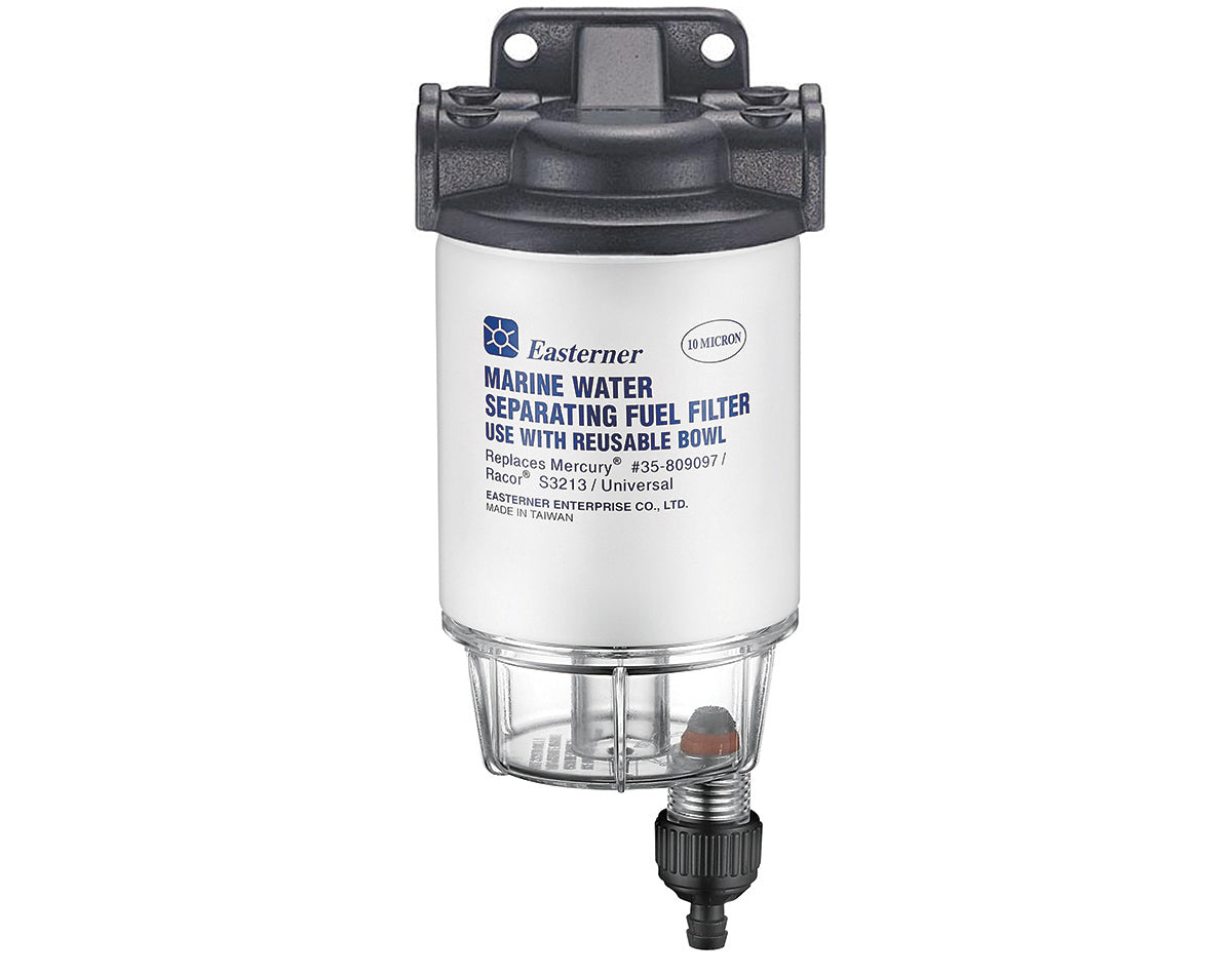 WATER SEPARATING FUEL FILTER CLEAR BOWL & ALM HEAD MERCURY#35-809097 & RACOR#S3213 JPW2656