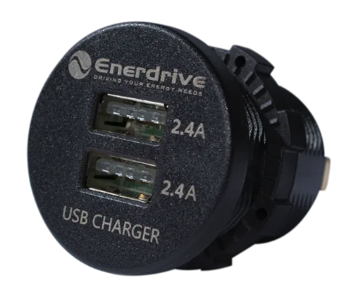 ROUND USB 4.8A GREEN LED - OLED STYLE 12/24V EA-USB-03