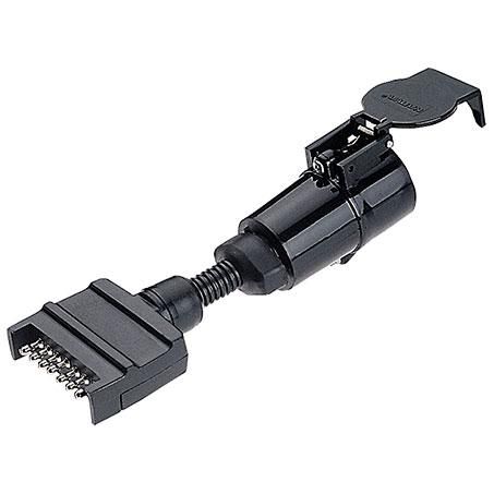 NARVA TRAILER PLUG ADAPTOR 7 PIN FLAT (CAR) TO 5 PIN ROUND LARGE (TRAILER) 82250BL
