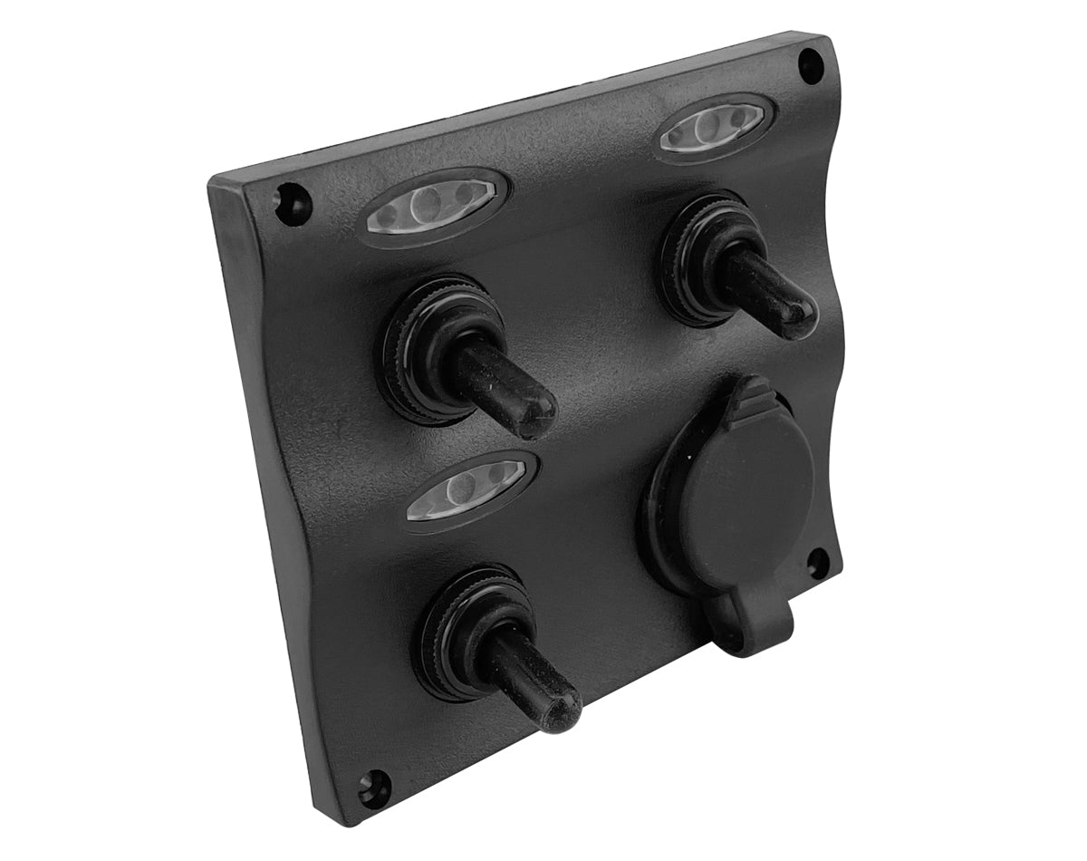 WATER RESISTANT WAVE SWITCH PANEL 3 GANG WITH LEDS & DUAL USB CHARGER JPW12965