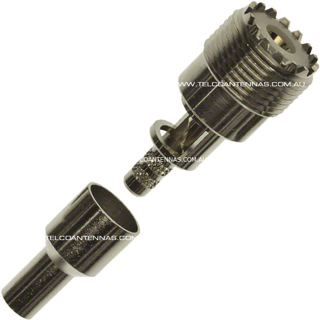 UHF FEMALE CRIMP CONNECTOR - RG58/LMR195/BELDEN 9907 UHFF-CRIMP-58