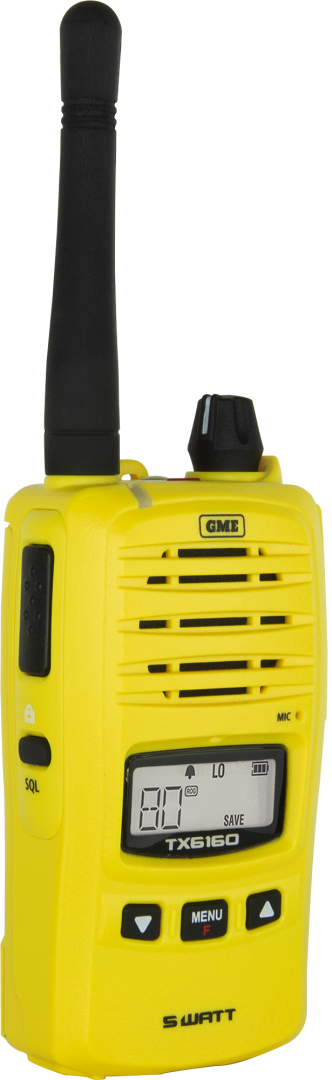 5/1 WATT IP67 UHF CB HANDHELD RADIO - YELLOW TX6160XY