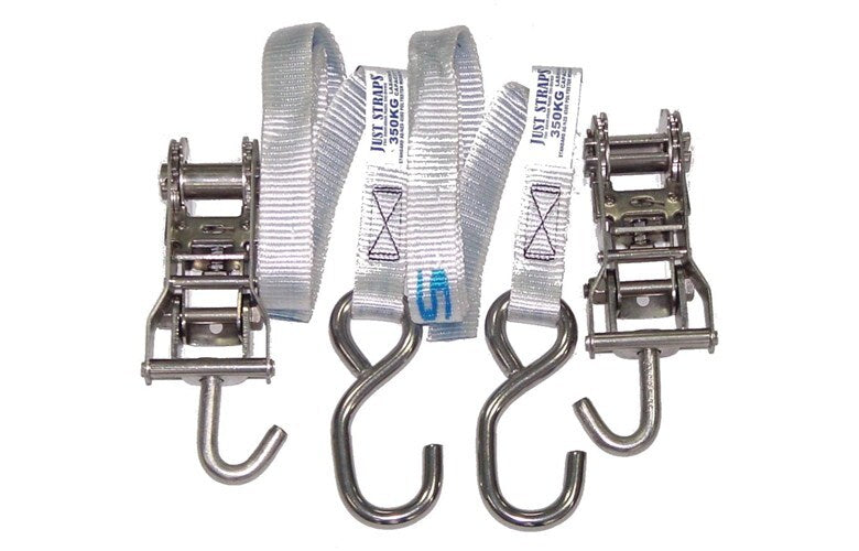 TRANSOM RATCHET HEAVY DUTY S/S J HOOKS 25MM X 1.5M PAIR JPW6615