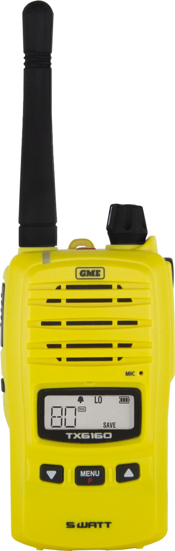 5/1 WATT IP67 UHF CB HANDHELD RADIO - YELLOW TX6160XY
