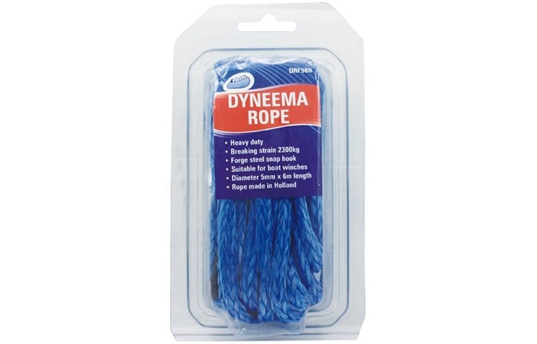 DYNEEMA WINCH ROPE 5MM X 6M WITH SNAP HOOK - 2300KG BREAKING STRAIN JPW6513