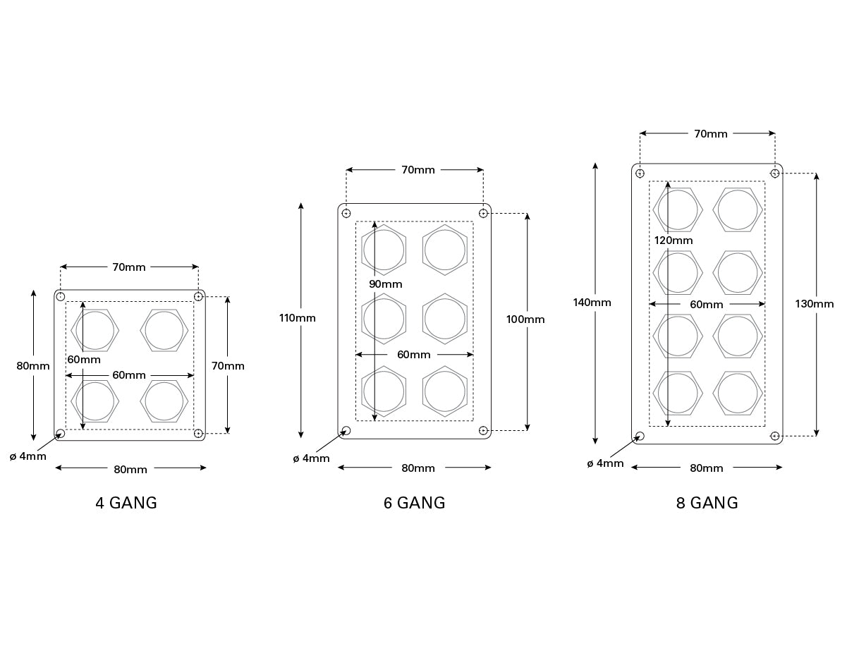 STAINLESS STEEL SWITCH PANEL BLUE LED ON/OFF 8POS JPW12928
