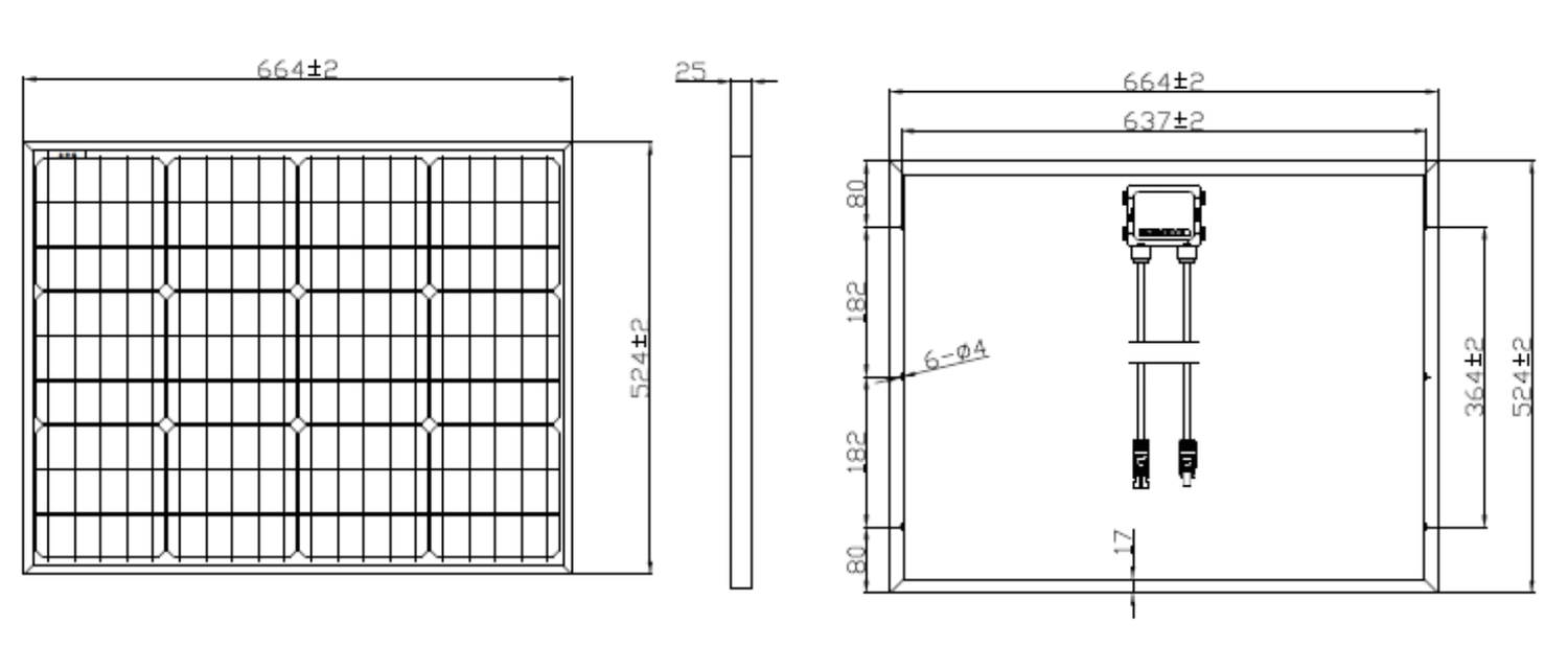 50W 12V MONOCRYSTALLINE SOLAR PANEL N0050