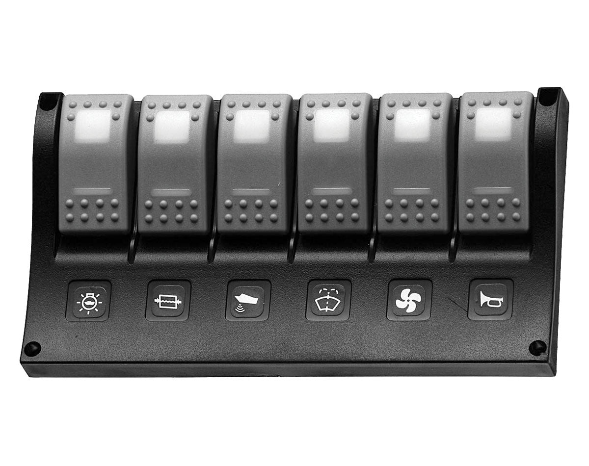 SWITCH PANEL WITH 6 GANG LED ROCKER SWITCHES JPW12972