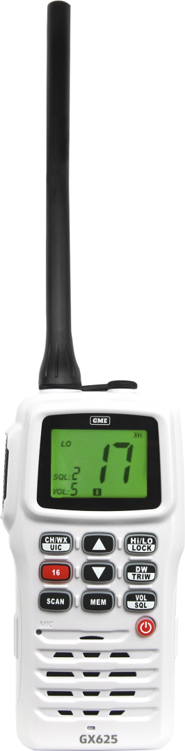 5 WATT HANDHELD VHF MARINE RADIO - WHITE GX625W