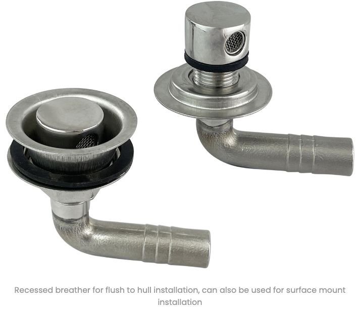 FUEL TANK BREATHER VENT STAINLESS STEEL RECESSED 90DEG 16MM HOSE JPW19153