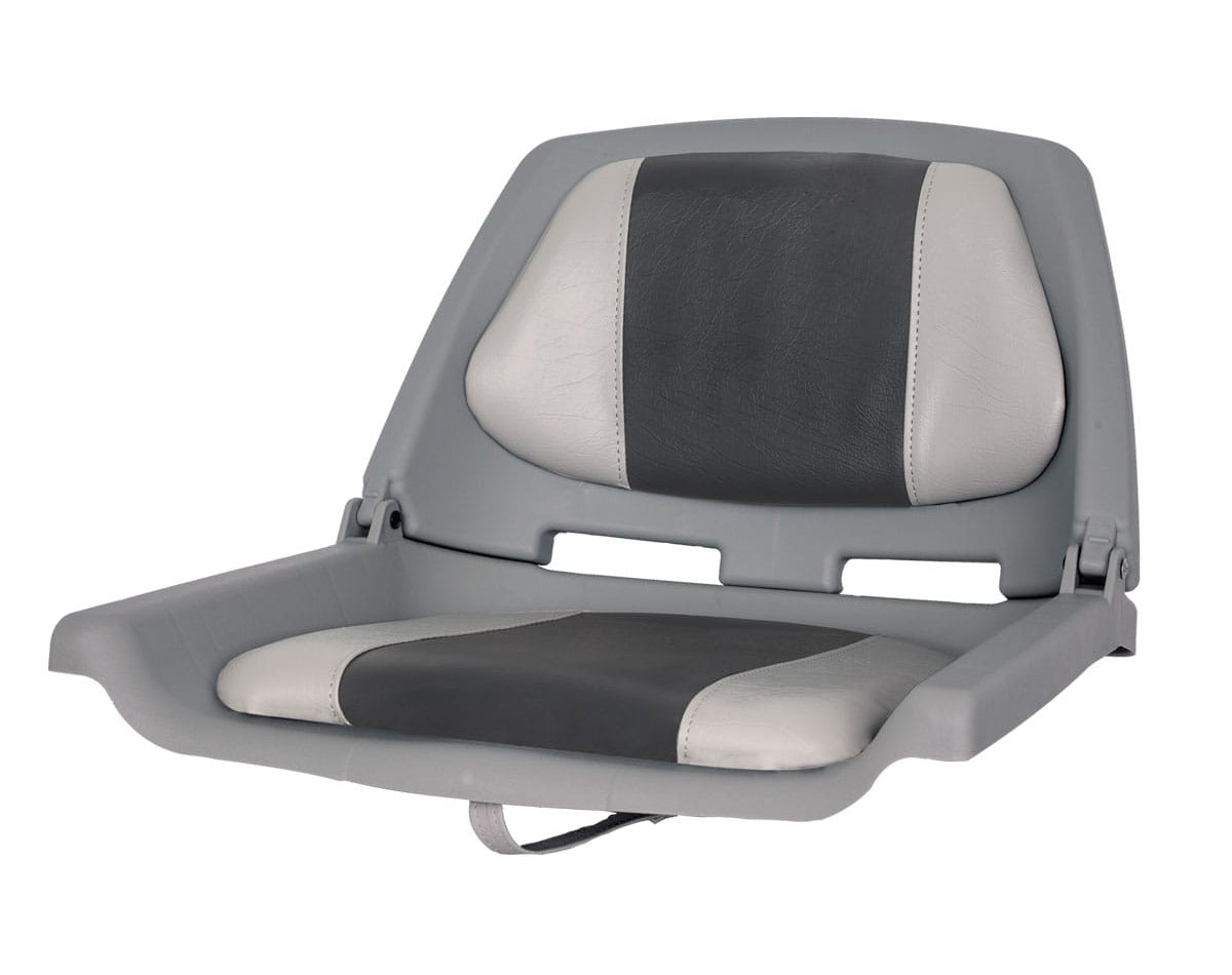 FISHERMAN FOLDING BOAT SEAT GREY SHELL WITH CHARCOAL/GREY CUSHION JPW2911