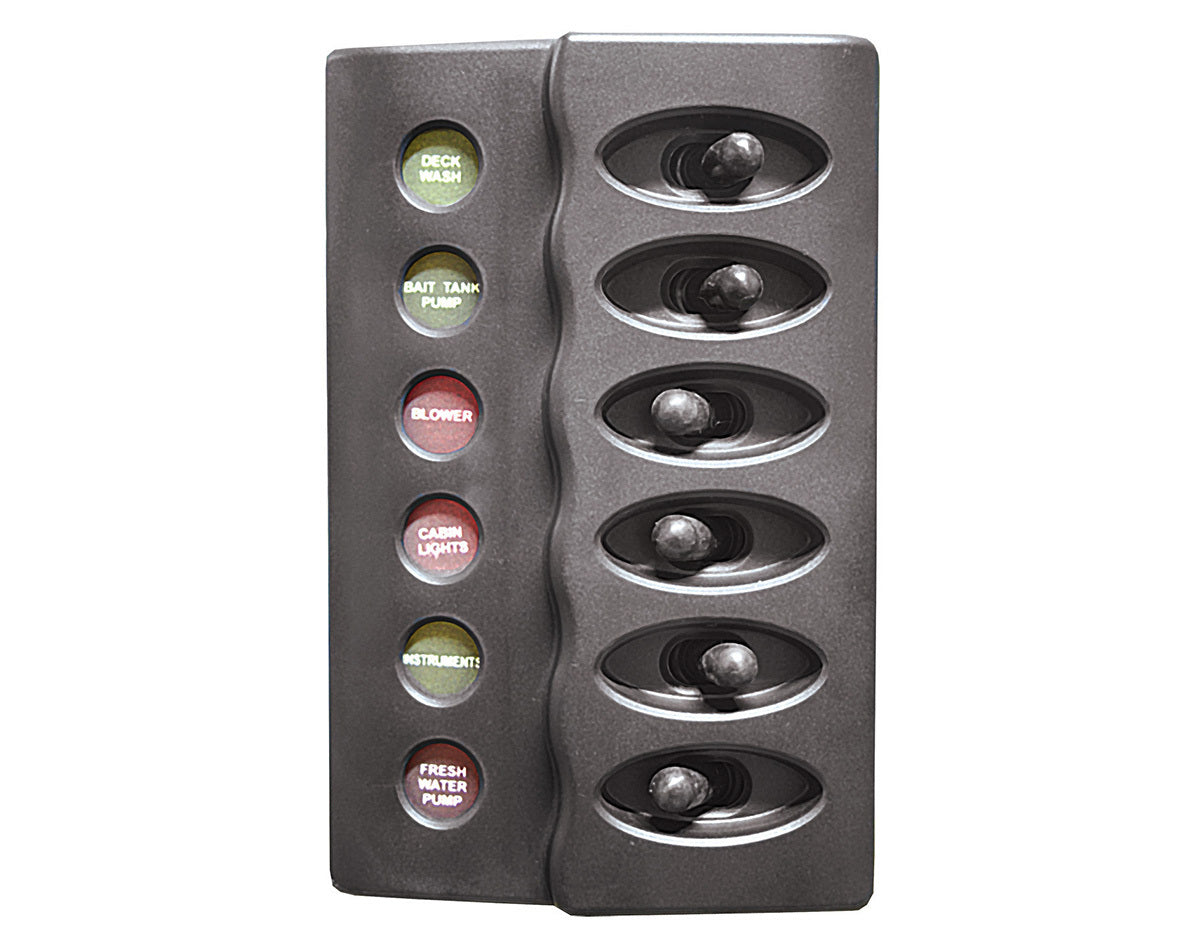 SWITCH PANEL WATERPROOF AUTO TYPE BLADE FUSES 6 GANG RWB2113