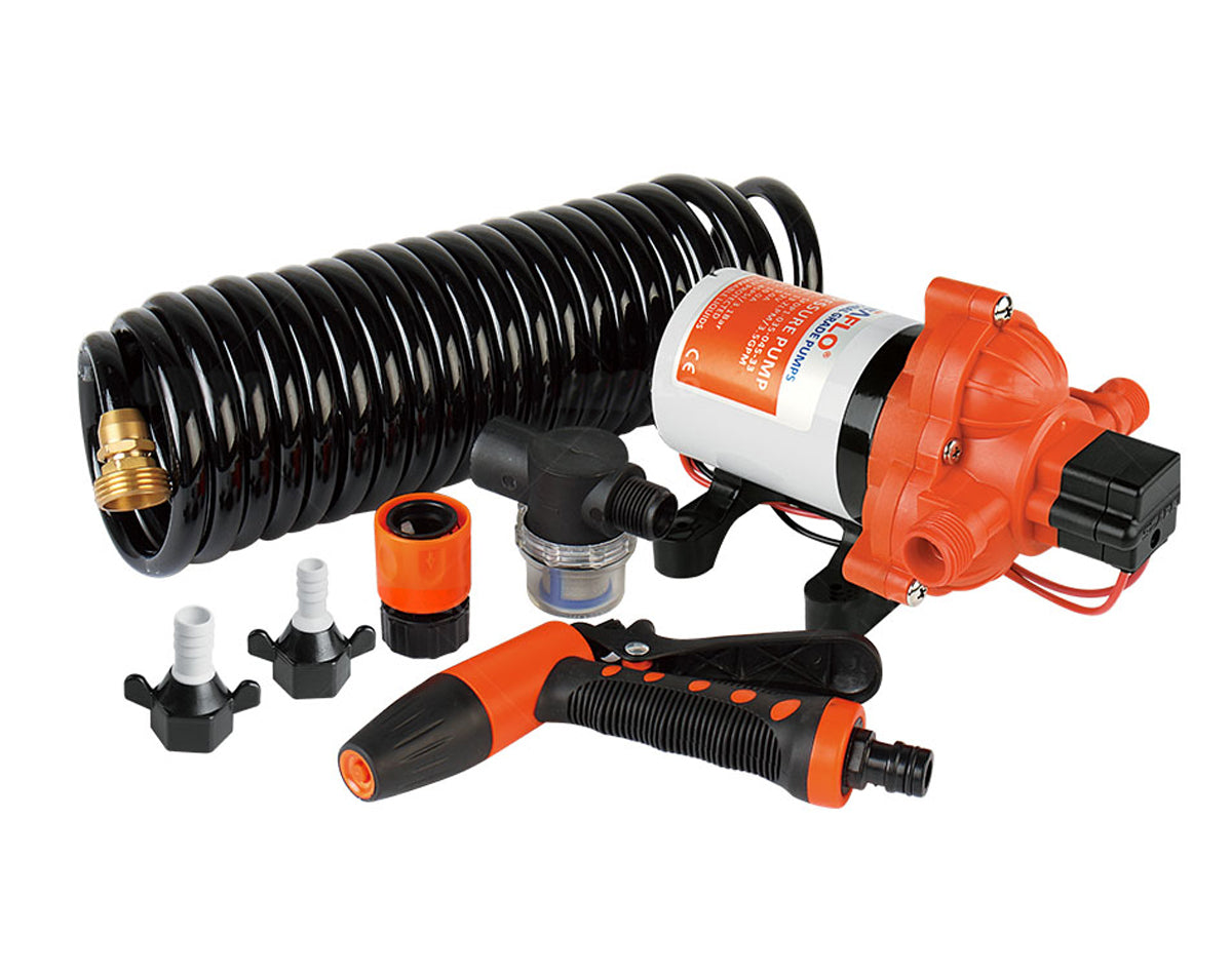 SEAFLO WASHDOWN PUMP KIT 3GPH 70PSI WITH 6M HOSE COIL JPW3627