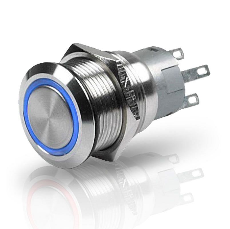 STAINLESS STEEL LED SWITCH 12V, BLUE - MOMENTARY 8HG958455211