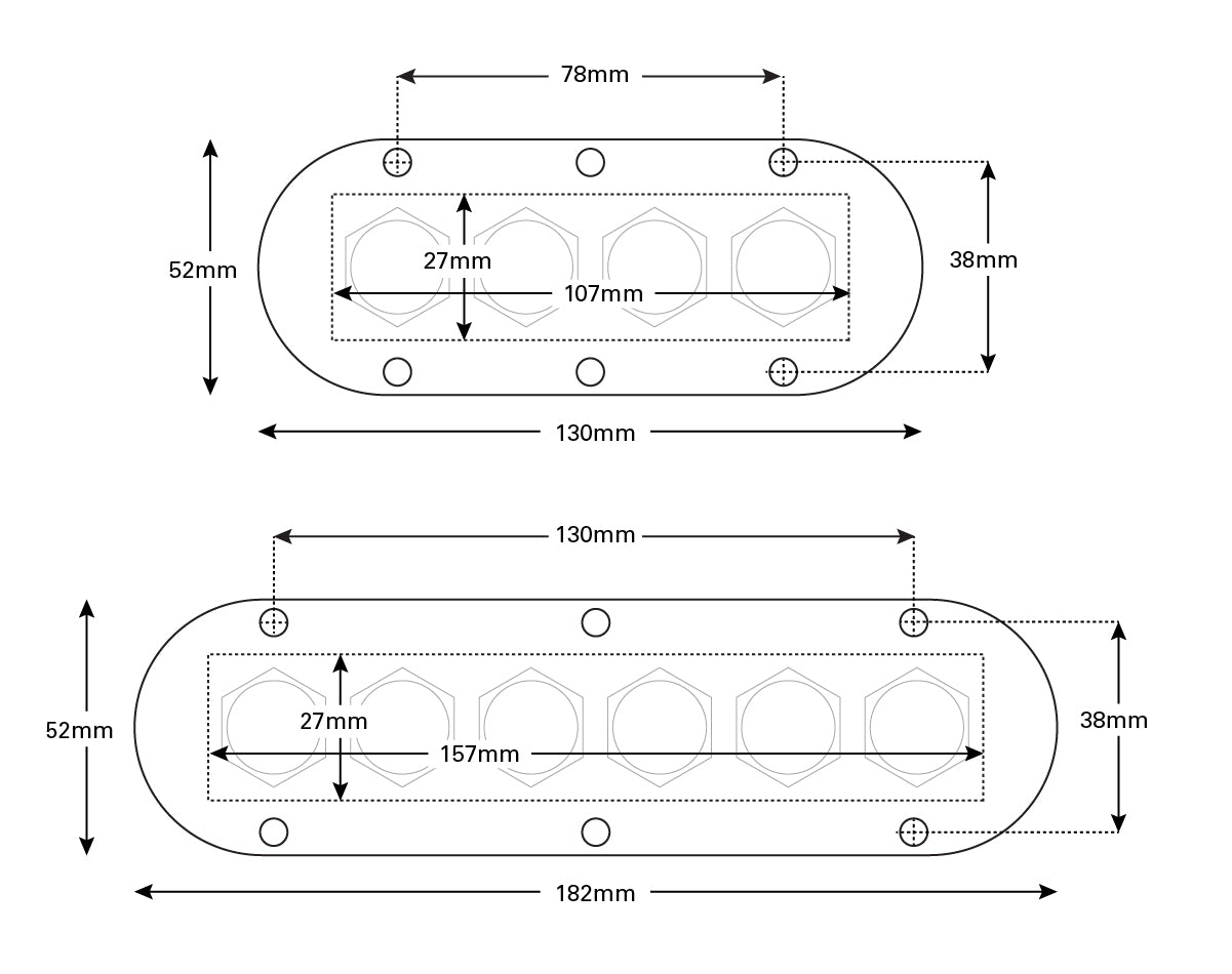 WATER RESISTANT SWITCH PANELS WITH BLUE LED ON/OFF 6 GANG JPW12917