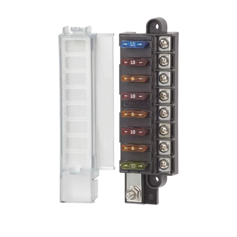 FUSE BLOCK 8 WAY POSITIVE WITH COVER & LABEL KIT EA-FB-10