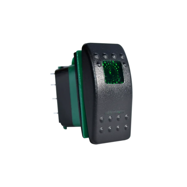 ROCKER SWITCH (ON)-OFF-(ON) DPDT 7PIN GREEN EA-RS-04