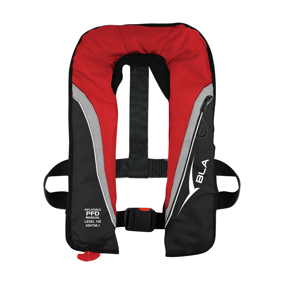BLA INFLATABLE MANUAL LEVEL 150 PFD RED/BLACK ADULT LIFE JACKET 241054