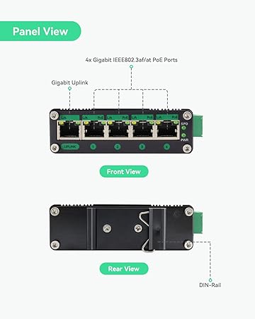 LINOVISION INDUSTRIAL 5 PORTS GIGABIT SOLAR POE SWITCH WITH DC12V-48V POE-SWITCH0504GD