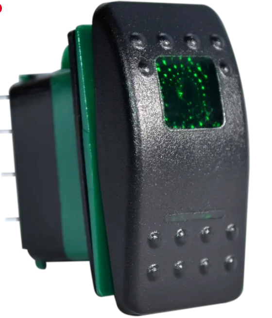 ROCKER SW ON-OFF-(ON) DPDT 7PIN GREEN EA-RS-05