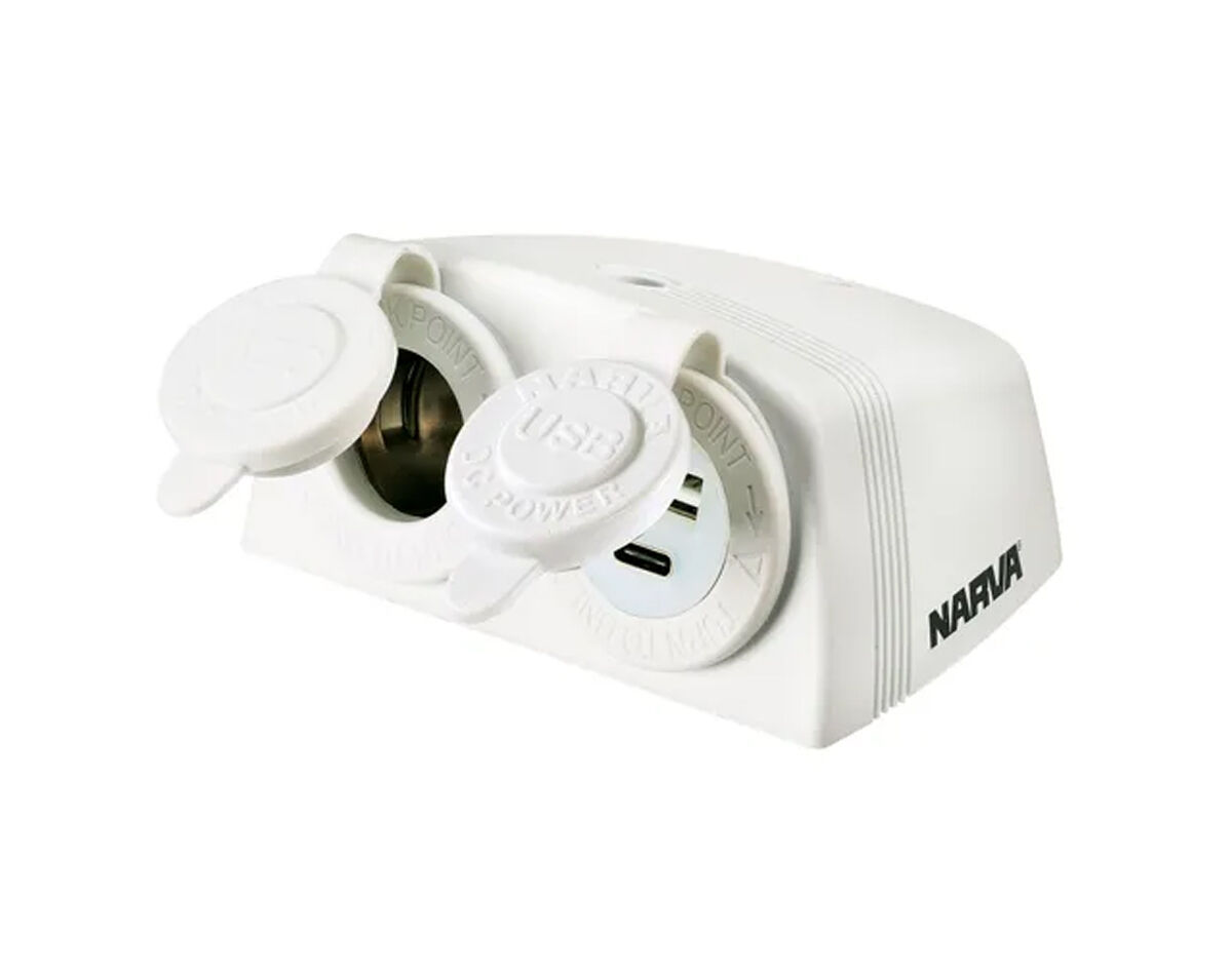 HEAVY DUTY SURFACE MOUNT TWIN ACCESSORY USB-A USB-C SOCKET WHITE N81173WBL