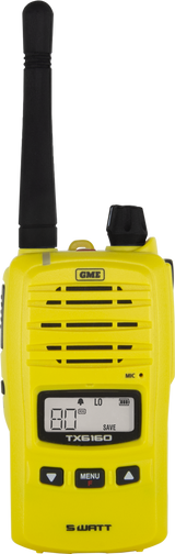 5/1 WATT IP67 UHF CB HANDHELD RADIO - YELLOW TX6160XY