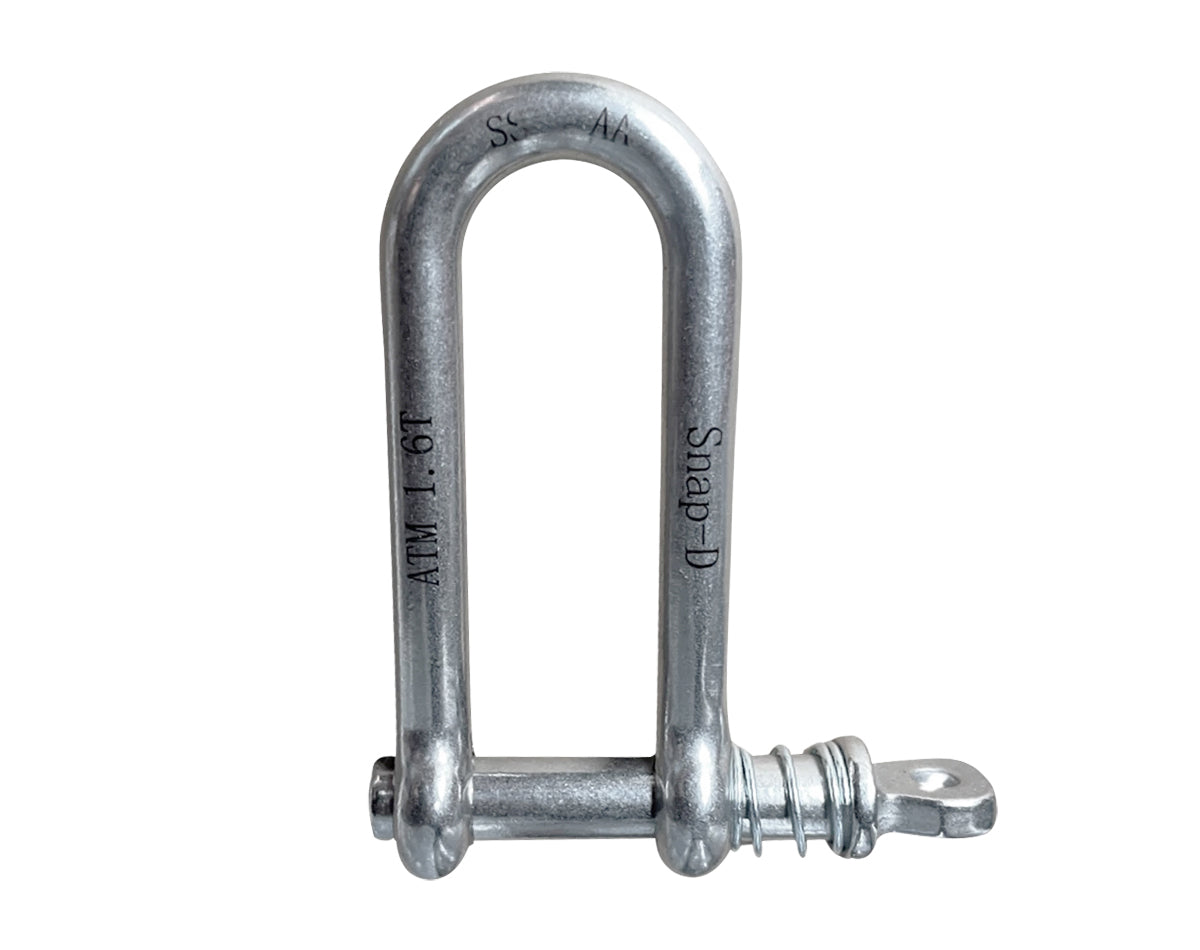 LONG D SHACKLE HD WITH CAPTIVE PIN STAINLESS STEEL 10MM JPW4816