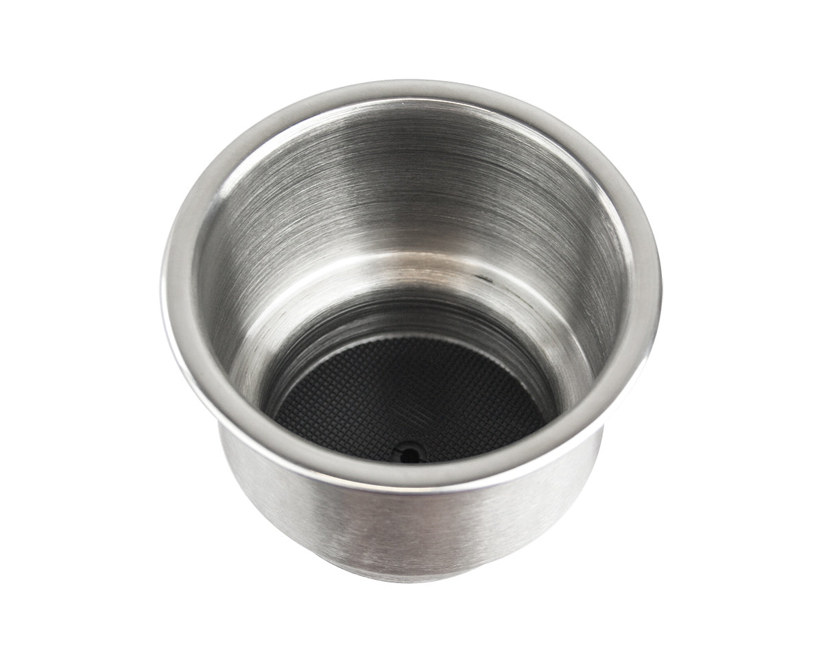 BRUSHED STAINLESS STEEL DRINK HOLDER WITH DRAIN JPW3868