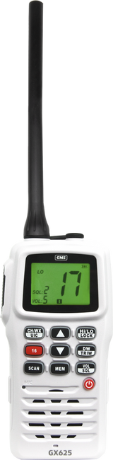 5/1 WATT HANDHELD VHF MARINE RADIO - WHITE GX625W