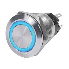 BLUE SEA LED 10AMP RING PUSH. BUTTON SWITCH ON-OFF BLUE BS-4161-BLA