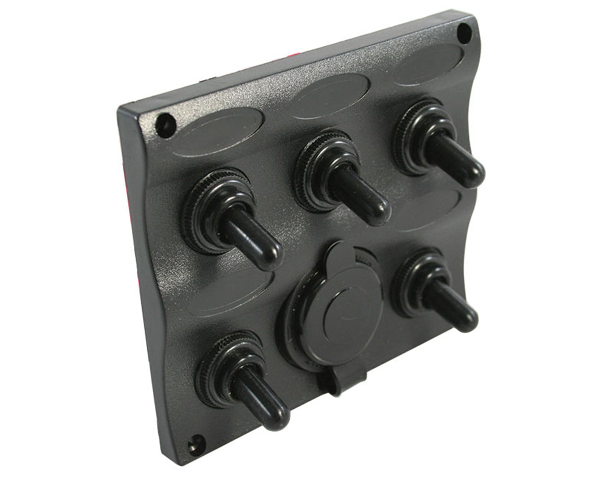 WATER RESISTANT WAVE SWITCH PANEL 5 GANG WITH CIG SOCKET JPW12957