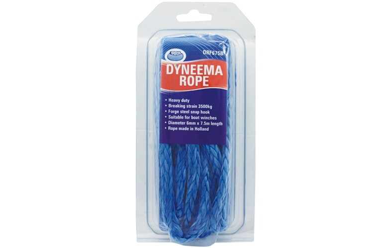DYNEEMA WINCH ROPE 6MM X 7.5M WITH SNAP HOOK - 3500KG BREAKING STRAIN