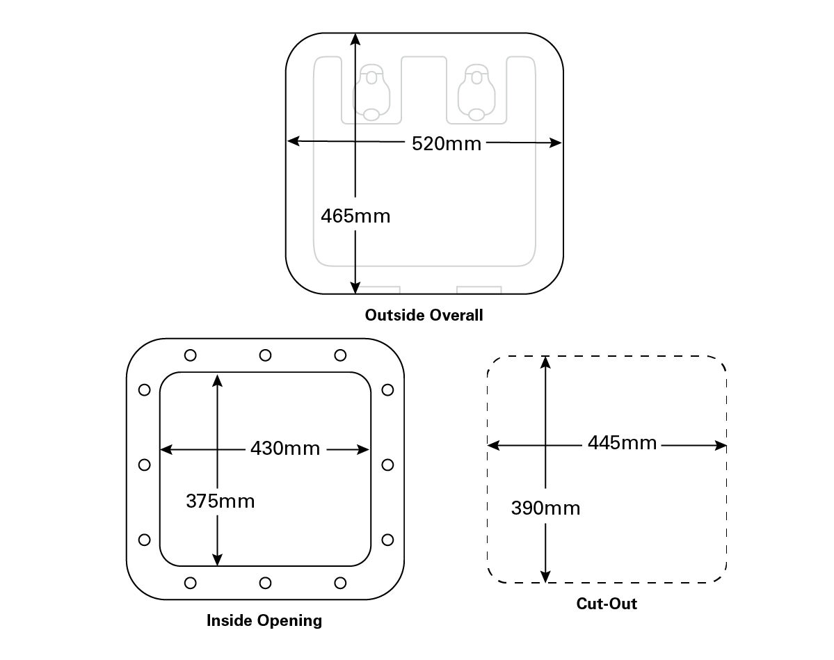 OSCULATI PREMIUM ACCESS STORAGE HATCH 520X465MM WHITE JPW170472