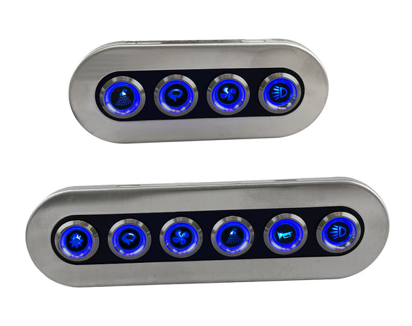 WATER RESISTANT SWITCH PANELS WITH BLUE LED ON/OFF 6 GANG JPW12917